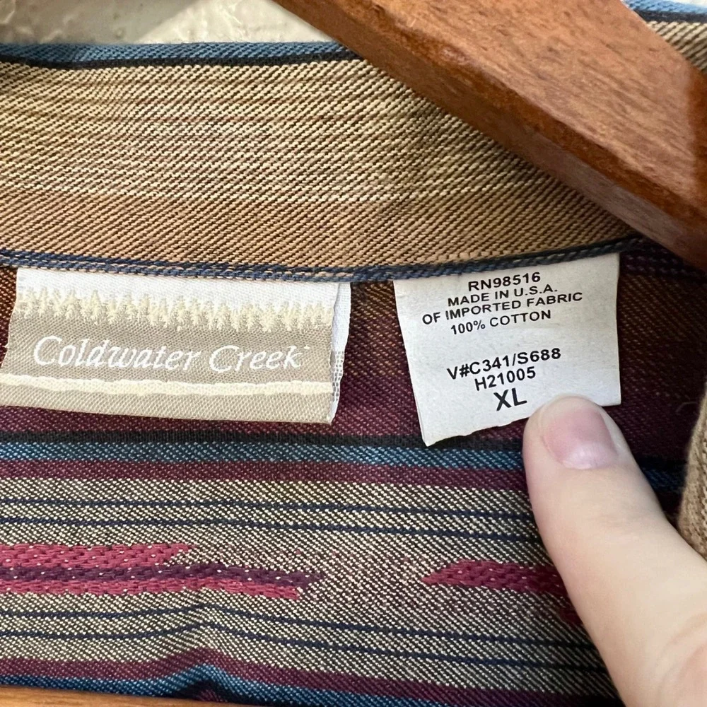 Coldwater Creek Vintage Southwestern Stripe Cotton Blazer Jacket XL Made in USA